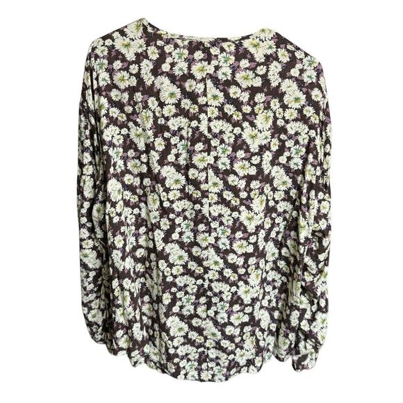 Easel Top Women's Blouse Floral Long Sleeve Rayon Small Cottagecore Feminine - Picture 3 of 8